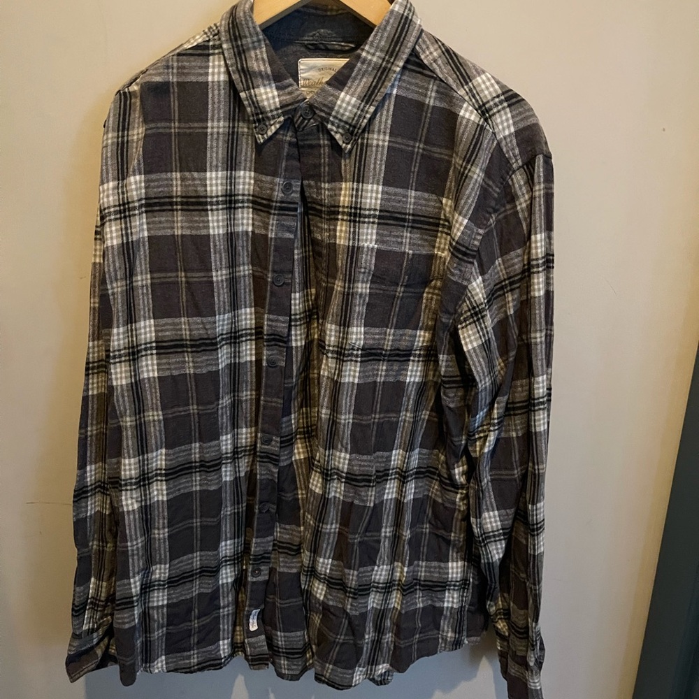 Weatherproof Men's Casual Plaid Shirt - Black and White